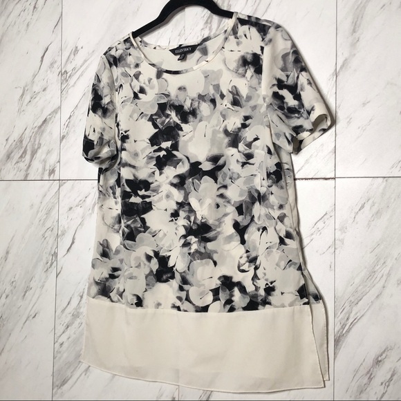 Ellen Tracy Floral Watercolor Short Sleeve Top SZ S - Picture 1 of 6
